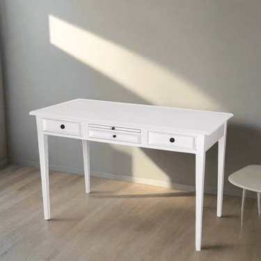 Long Island Desk with 3 Drawers - White at online8 furniture store Auckland