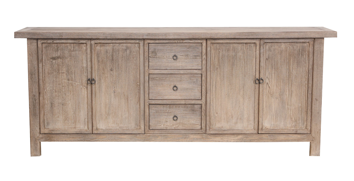 Lotus & Jade Reclaimed Pine Buffet in a styled dining room