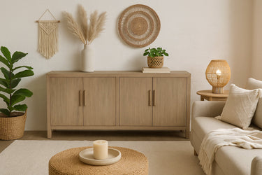 Lotus & Jade 4 Door Buffet - Poplar at Online8 Furniture Auckland NZ