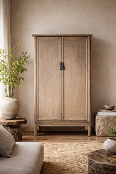 Lotus & Jade Tall 2 Door Cabinet  - Poplar at Online8 Furniture Auckland NZ