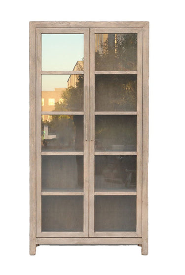Lotus & Jade Tall 2 Door Display Cabinet - Reclaimed Pine at Online8 Furniture Auckland NZ