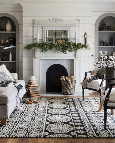 Lotus Rug Black/Silver | 150x229 at online8 furniture store Auckland