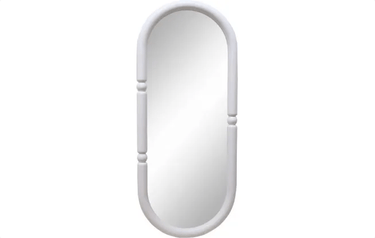 Lourve Wooden Mirror - Matt White at online8 furniture store Auckland