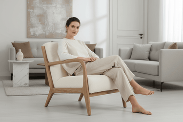 Luca Occasional Chair | Cream &amp; Washed Oak at Online8 Furniture Auckland NZ