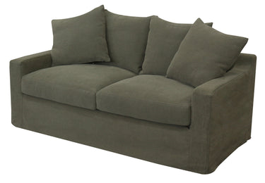 Lucca 2 Seater Slip Cover Sofa - Olive at online8 furniture store Auckland