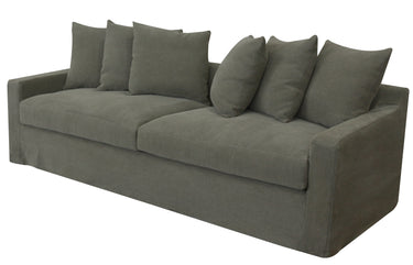 Lucca 3 Seater Slip Cover Sofa - Olive at online8 furniture store Auckland
