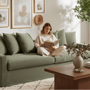 Lucca 3 Seater Slip Cover Sofa - Olive at Online8 Furniture Auckland NZ