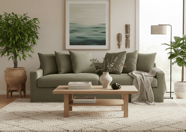 Lucca 3 Seater Slip Cover Sofa - Olive at Online8 Furniture Auckland NZ