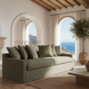Lucca 3 Seater Slip Cover Sofa - Olive at Online8 Furniture Auckland NZ