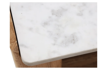 Lucia Acacia & Marble Bed Side Table - Oak Finish at online8 furniture store Auckland