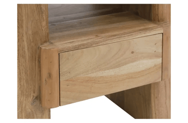 Lucia Acacia & Marble Bed Side Table - Oak Finish at online8 furniture store Auckland