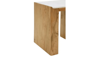 Lucia Acacia & Marble Side Table - Oak Finish at online8 furniture store Auckland