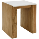 Lucia Acacia & Marble Side Table - Oak Finish at online8 furniture store Auckland