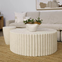 Lulu Ribbed MGO Round Coffee Table - White Fleck at online8 furniture store Auckland