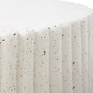 Lulu Ribbed MGO Round Coffee Table - White Fleck at online8 furniture store Auckland