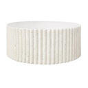 Lulu Ribbed MGO Round Coffee Table - White Fleck at online8 furniture store Auckland