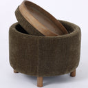Luna Ottoman - Olive W/ Reversible Ash Wooden Tray at Online8 Furniture Auckland NZ