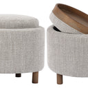 Luna Ottoman - Taupe W/ Reversible Ash Wooden Tray at Online8 Furniture Auckland NZ