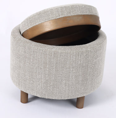 Luna Ottoman - Taupe W/ Reversible Ash Wooden Tray at online8 furniture store Auckland