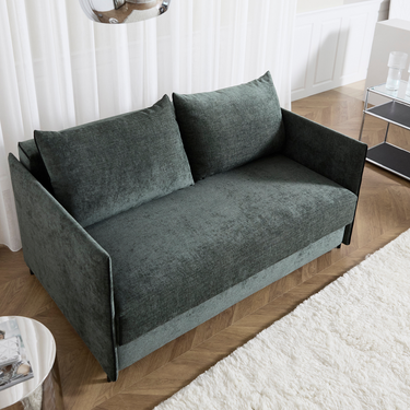 Blida sand grey Luoma Sofa Bed on a no-zag spring base with high-resilient foam for seat and sleep comfort