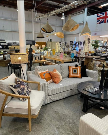 Lusso Slip Cover Sofa - Black Stripe at online8 furniture store Auckland