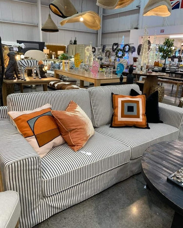 Lusso Slip Cover Sofa - Black Stripe at online8 furniture store Auckland