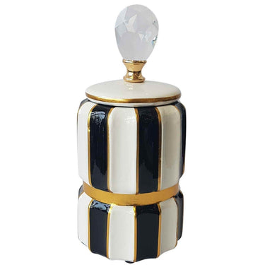 Luxe Bold Striped Vase with Lid at online8 furniture store Auckland