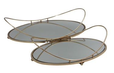 Luxe Decorative Gold Trays Oval Set/2 at online8 furniture store Auckland