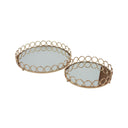 Luxe Decorative Rectangular Tray With Circle Detail - Set OF 2 at online8 furniture store Auckland