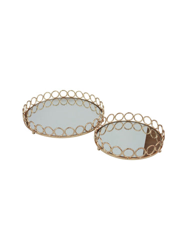 Luxe Decorative Rectangular Tray With Circle Detail - Set OF 2 at online8 furniture store Auckland