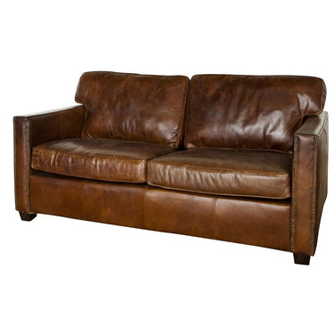 Madison Aged Leather 2 Seater Sofa in warm Vintage Cigar with a hand-finished antique patina