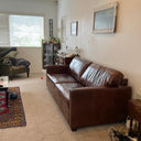 Madison three-seat Sofa in Vintage Cigar leather, hand-finished for genuine antique depth