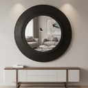 Madrid Black Wooden Round Mirror 90cm at Online8 Furniture Auckland NZ