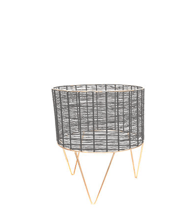 Malaki Large Woven Planter Black/Gold at online8 furniture store Auckland