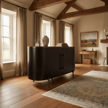 Malibu Glass Top Curved Sideboard 4 Door at Online8 Furniture Auckland NZ