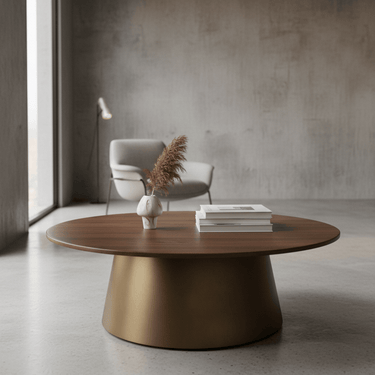 Malibu Oval Coffee Table | Warm Iron Brown & Brass at Online8 Furniture Auckland NZ