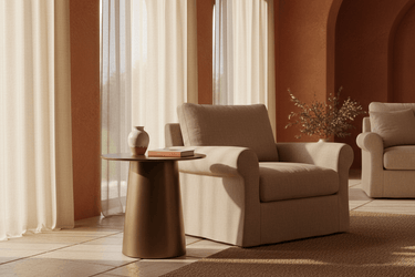 Malibu Round Side Table | Warm Iron Brown & Brass at Online8 Furniture Auckland NZ