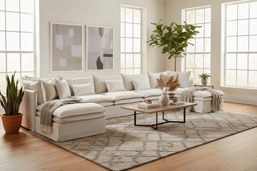 Malta Slipcover Modular Sofa - Crnr+2+1+Crnr+2 Ottomans - Salt & Pepper at Online8 Furniture Auckland NZ