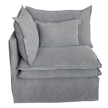 Malta Slipcover Modular Sofa - Crnr + 2 Seater + Crnr + Ottoman - Grey at online8 furniture store Auckland