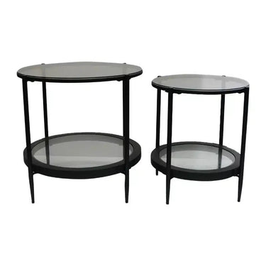 Marbella Side Table Set/2 - Black at online8 furniture store Auckland