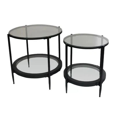 Marbella Side Table Set/2 - Black at online8 furniture store Auckland