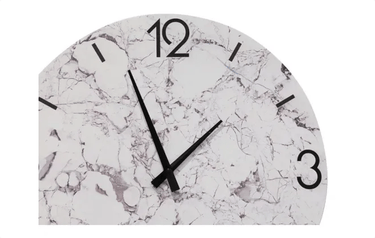 Marble Look Wall Clock - White at online8 furniture store Auckland