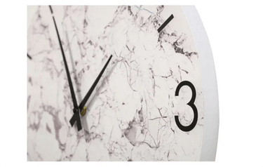 Marble Look Wall Clock - White at online8 furniture store Auckland
