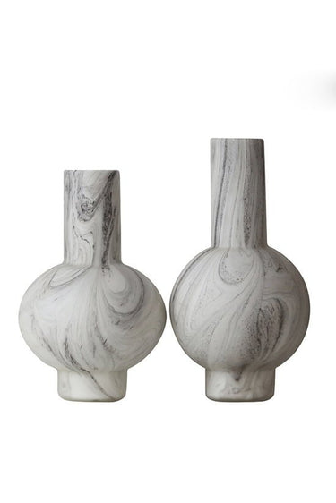 Marbled Glass Vase - Wide at online8 furniture store Auckland