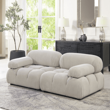 Marcel Corduroy 2 Seater Modular Sofa - Grey at online8 furniture store Auckland