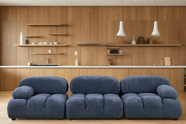 Marcel Corduroy Modular Sofa - Blue at online8 furniture store Auckland