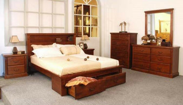 Marina 4Pcs Bedroom Suite with Storage Drawers - King at online8 furniture store Auckland