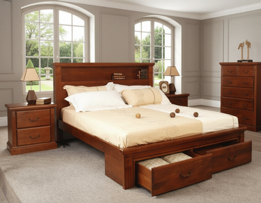 Marina 4Pcs Bedroom Suite with Storage Drawers - King at online8 furniture store Auckland