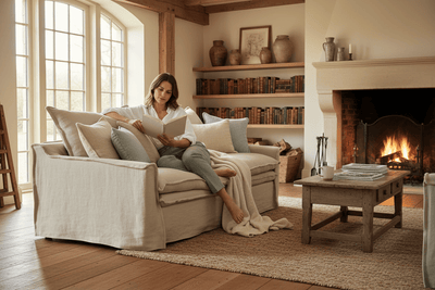 Marseille 2 Seater Slip Cover Sofa in Oatmeal at Online8 NZ