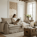 Marseille 3 Seater Slip Cover Sofa - Oatmeal at online8 furniture store Auckland